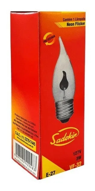 Kit com 10 Lâmpadas Vela Chama 3W | Efeito Decorativo Flicker Neon – 127V E27