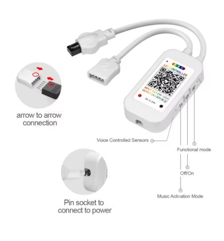 Controlador RGB 4 Pinos Bluetooth 12V/24V para Fita LED | App + Controle Remoto