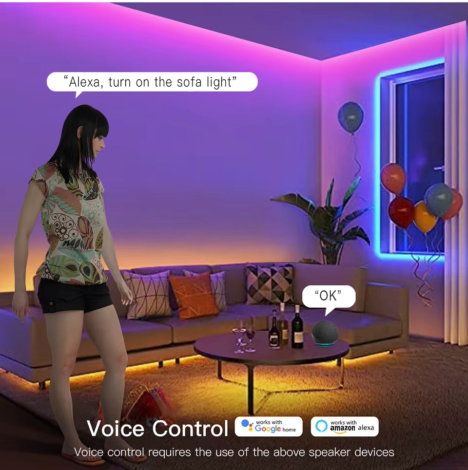 LED COB RGB Inteligente USB 5V – WiFi/Zigbee, Compatível com Tuya, Alexa e Google Home