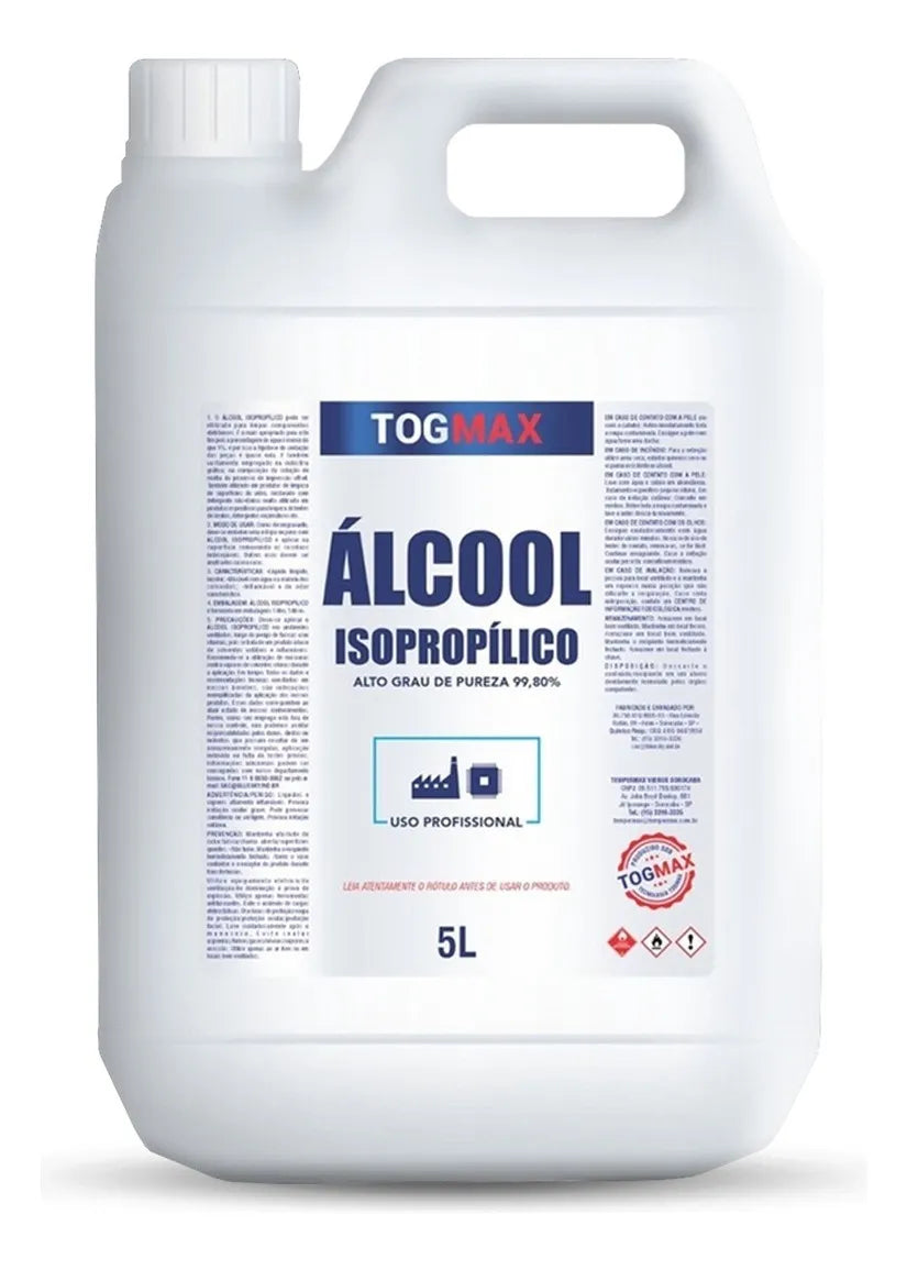 Álcool Isopropílico 99,8% - 5 Litros | Limpeza Profissional para Eletrônicos e Superfícies Sensíveis