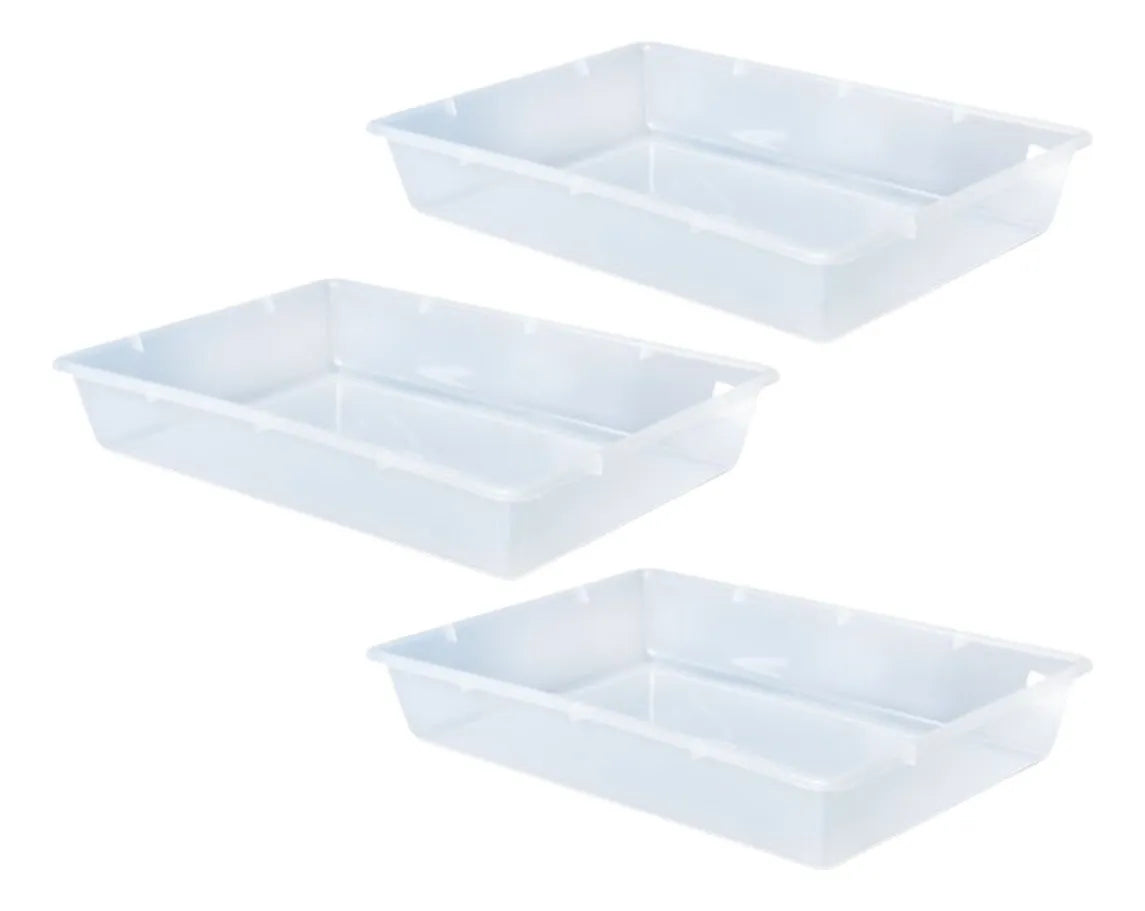 Kit com 3 Bandejas Plásticas 7 Litros Multiuso