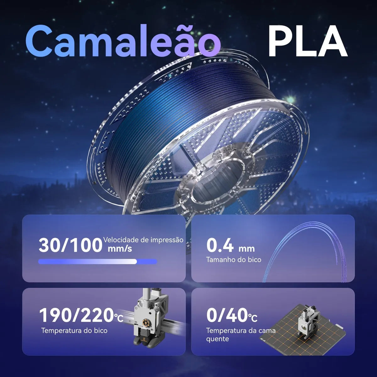 Filamento Conjure PLA Camaleão - 1,75mm - 1Kg