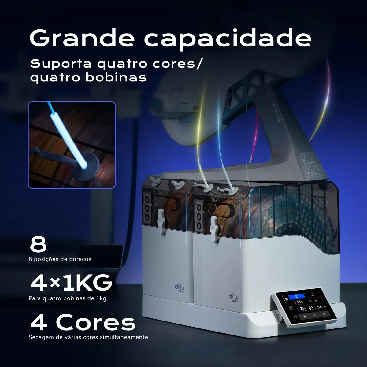 Secadora de Filamentos Chitu Systems – 4 Bobinas, Controle Independente