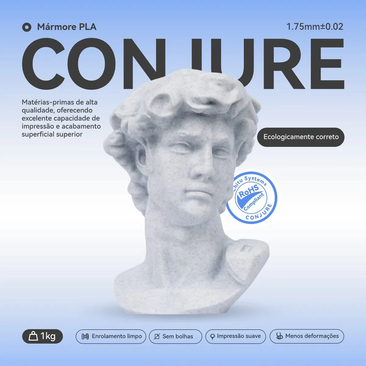 Filamento Conjure PLA Mármore (Marble) - 1,75mm - 1Kg