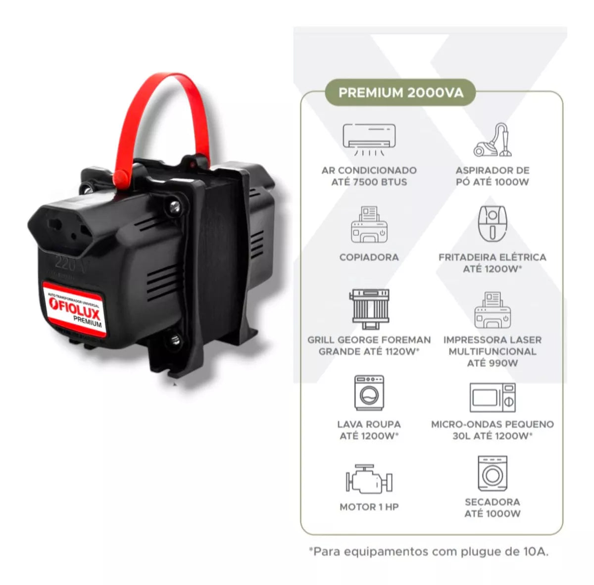 Auto Transformador 2000VA TRIPOLAR Premium - FIOLUX