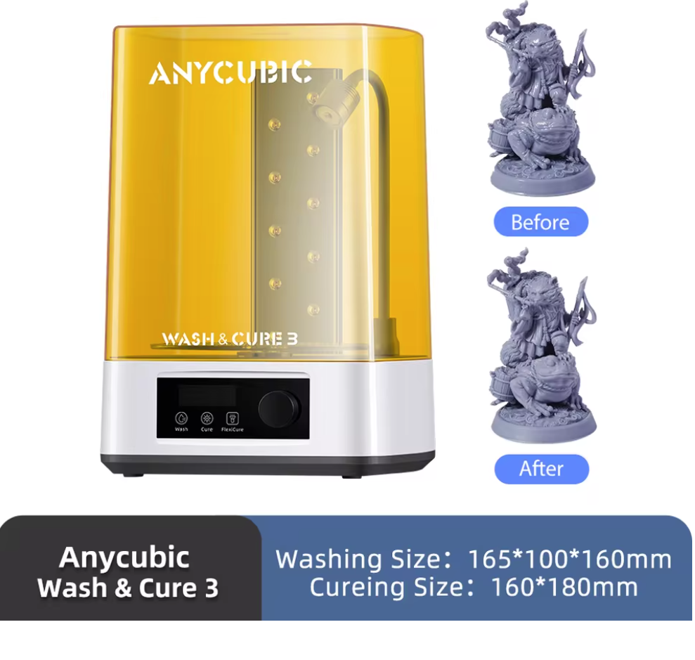 Estação de Lavagem e Cura 2 em 1 ANYCUBIC Wash & Cure (3 / 3 Plus / Max) - Pós-Processamento para Impressão 3D de Resina