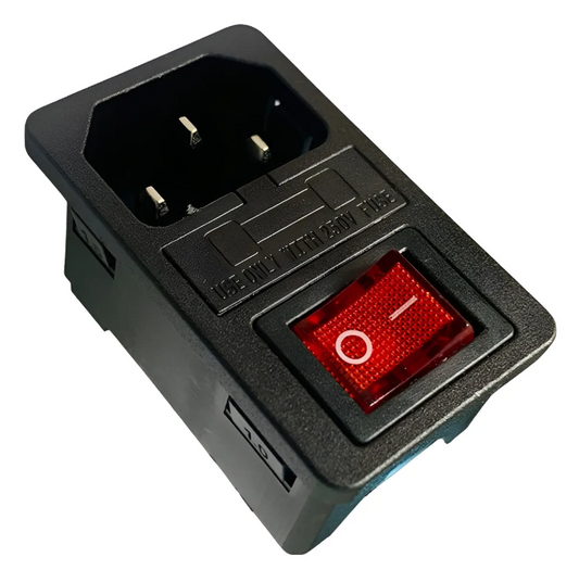 Tomada AS-03 com Fusível e Chave Gangorra para Projetos