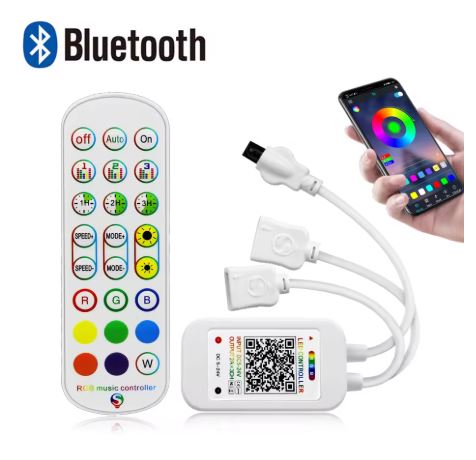 Controlador RGB 4 Pinos Bluetooth 12V/24V para Fita LED | App + Controle Remoto