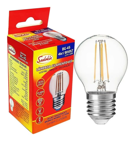Kit 2 Lâmpadas Bolinha LED 4W Bivolt E27 Mini Bulbo | Luz Branca, Neutra ou Amarela