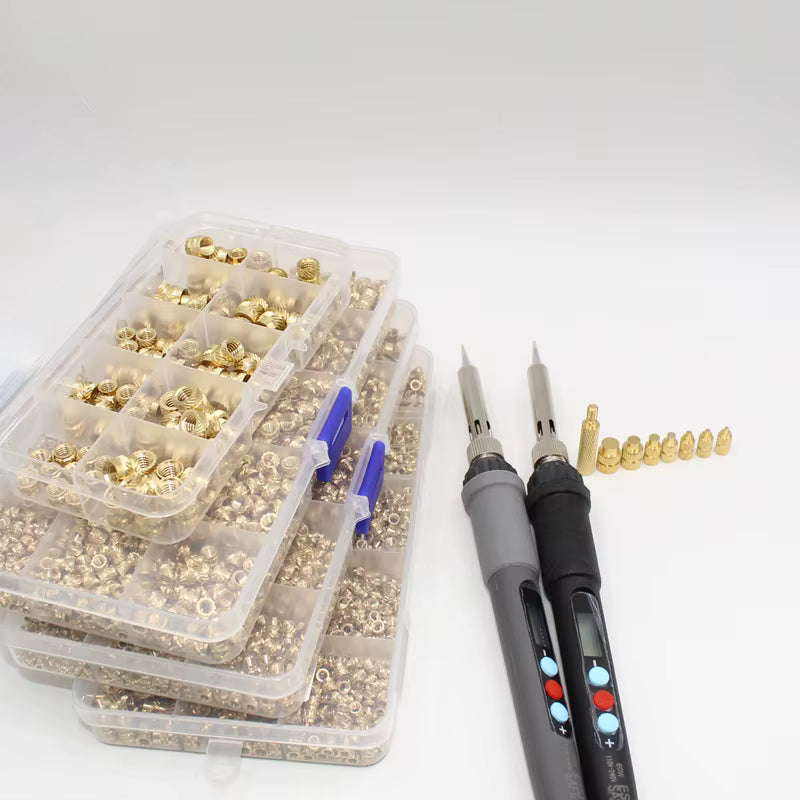 Kit de Insertos + Ferro de Solda para Impressão 3D | Ponteiras em Cobre, Heat-Set Profissional, Compatível com M2 a M8