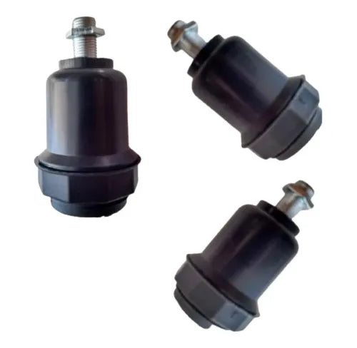 Kit 3 Soquetes Coluna E27 com Niple 2,5cm e Porca M10 | Para Lustres e Abajures