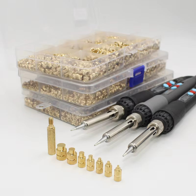 Kit de Insertos + Ferro de Solda para Impressão 3D | Ponteiras em Cobre, Heat-Set Profissional, Compatível com M2 a M8