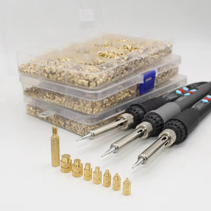 Kit de Insertos + Ferro de Solda para Impressão 3D | Ponteiras em Cobre, Heat-Set Profissional, Compatível com M2 a M8