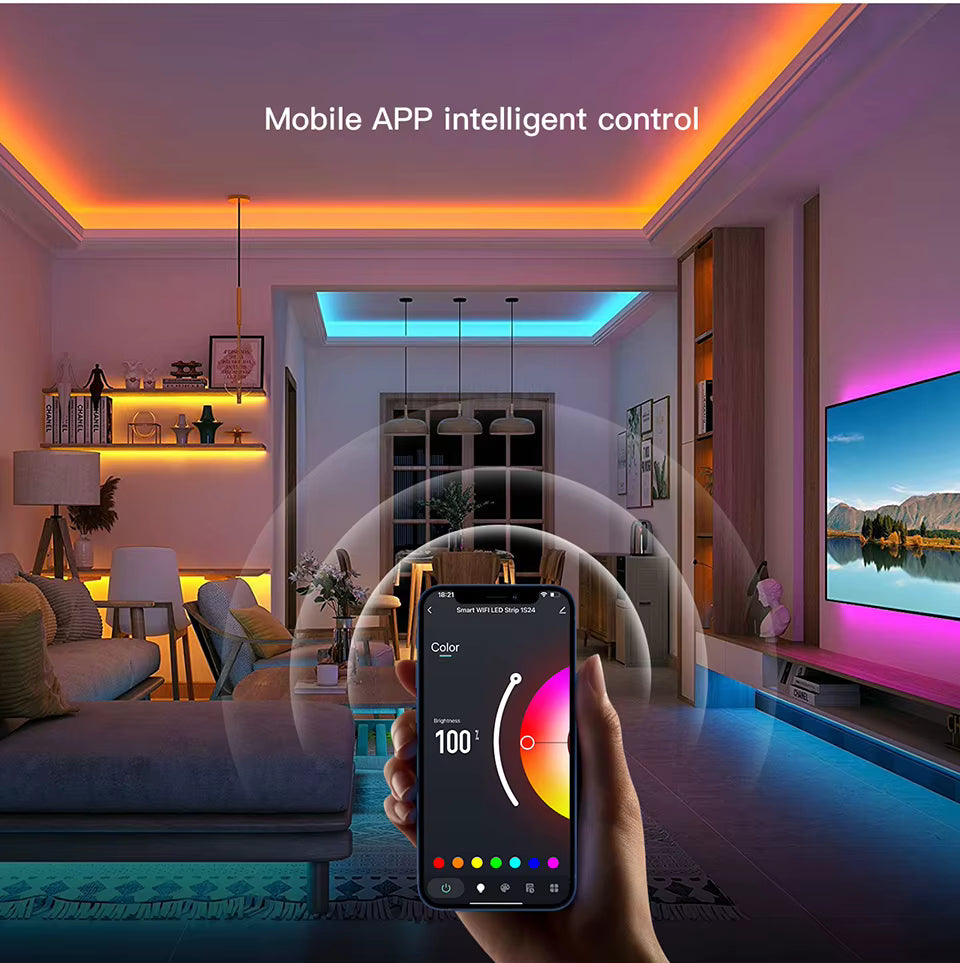 LED COB RGB Inteligente USB 5V – WiFi/Zigbee, Compatível com Tuya, Alexa e Google Home
