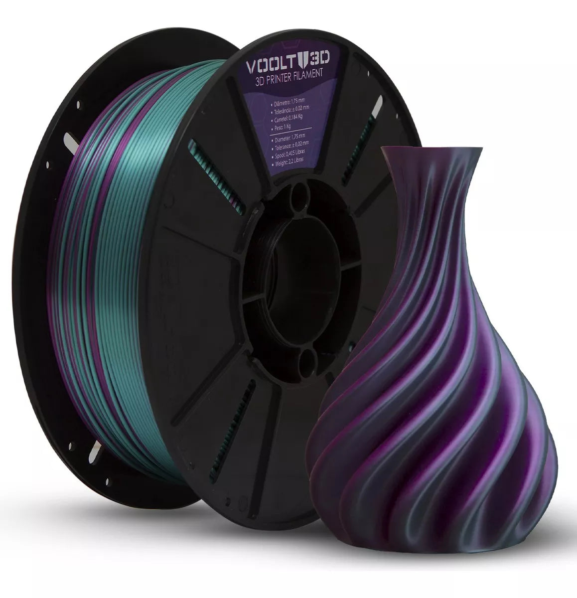 Filamento Voolt3D - PLA Silk Duo-Color 1kg - 1.75mm