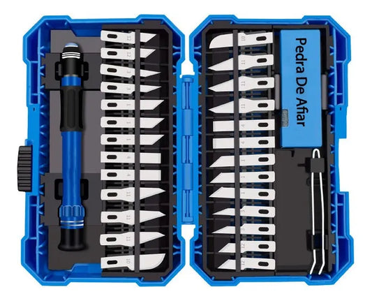 Estilete Caneta com 29 Peças – Kit Completo para Artesanato e Impressão 3D