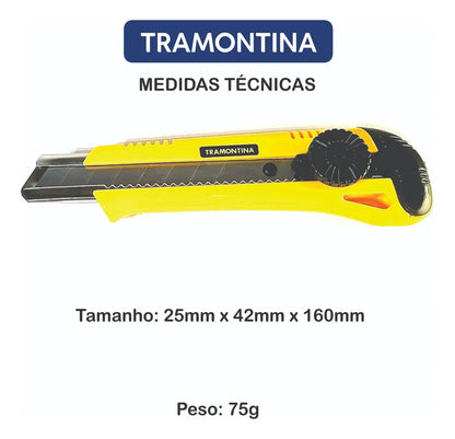 Estilete Profissional Tramontina MASTER 6" com 3 Lâminas – Corte Preciso e Seguro