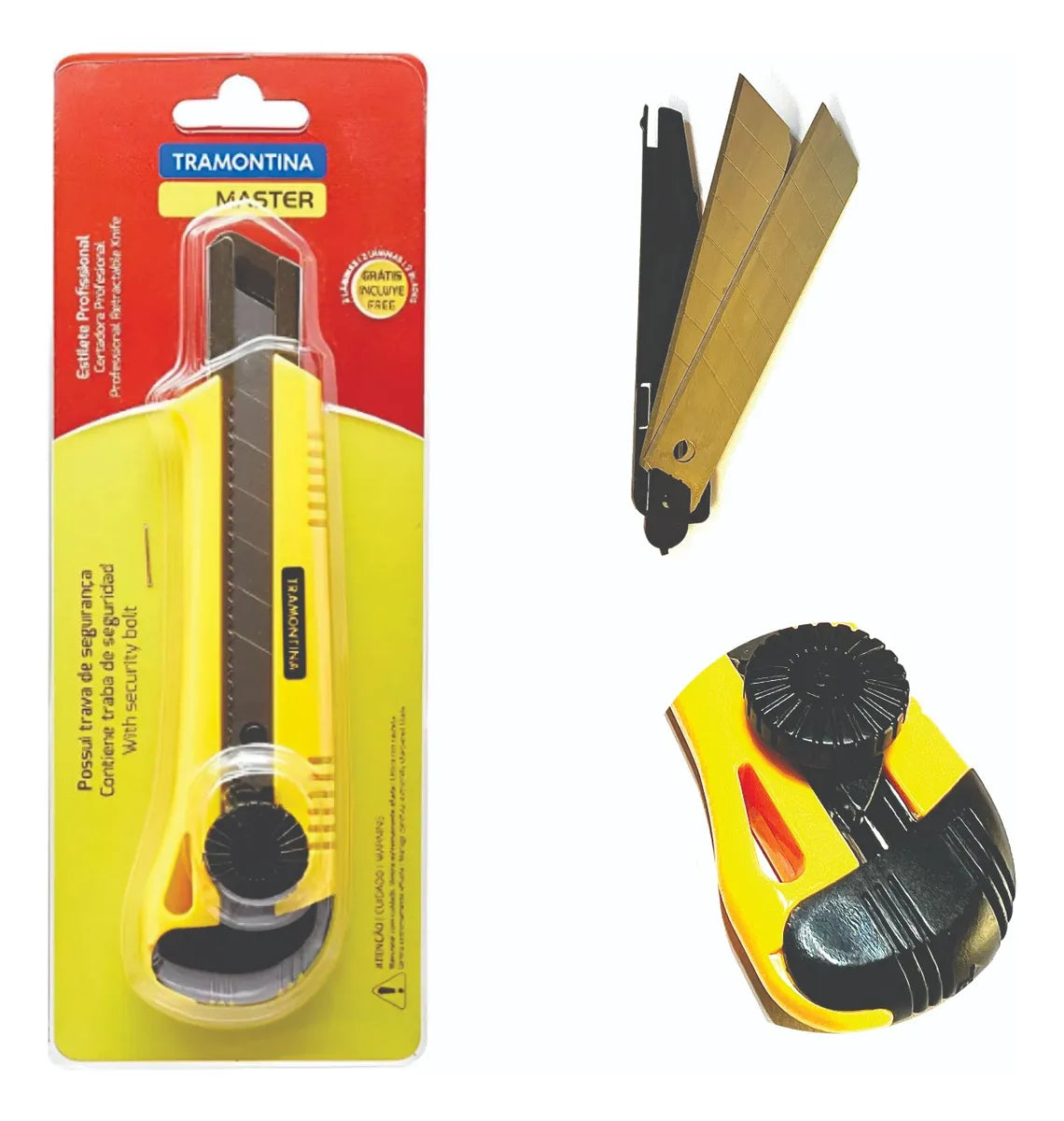 Estilete Profissional Tramontina MASTER 6" com 3 Lâminas – Corte Preciso e Seguro