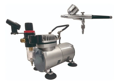 Kit Aerográfico Profissional Completo - Compressor Bivolt + Aerógrafo Dupla Ação 0,3mm