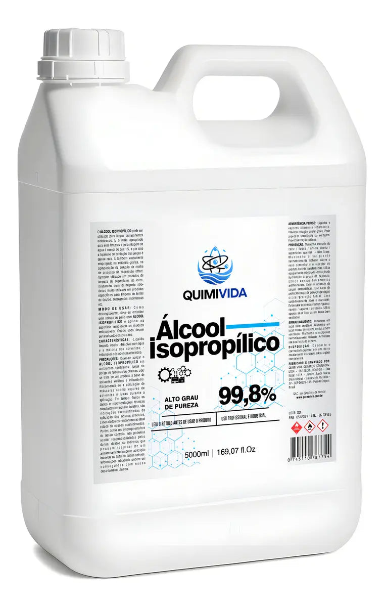 Álcool Isopropílico 99,8% - 5 Litros | Limpeza Profissional para Eletrônicos e Superfícies Sensíveis