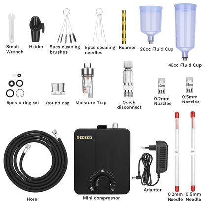 Aerógrafo de Dupla Ação com Compressor 30 PSI – Kit Completo Profissional para Pintura