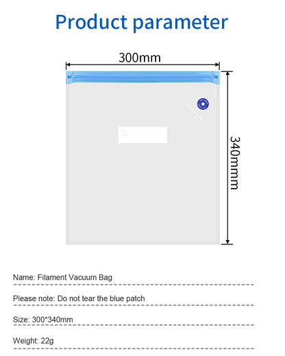 Vacuum Bag - Saco Selado a Vácuo - para Armazenamento de Filamentos 3D