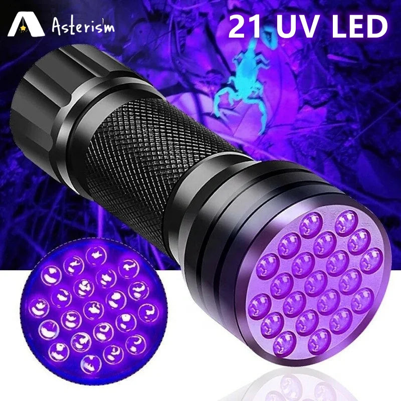 Lanterna Ultravioleta 21 LEDs 365nm – Ideal para Cura de Detalhes em Impressão 3D Resina