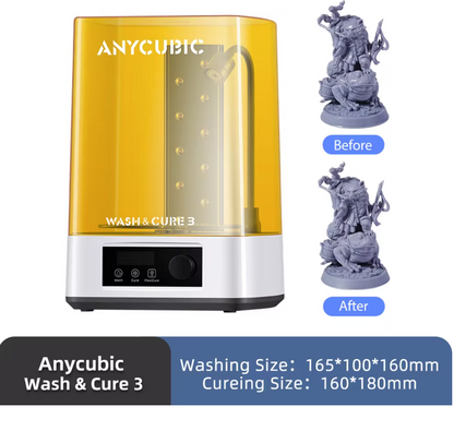 Estação de Lavagem e Cura 2 em 1 ANYCUBIC Wash & Cure (3 / 3 Plus / Max) - Pós-Processamento para Impressão 3D de Resina