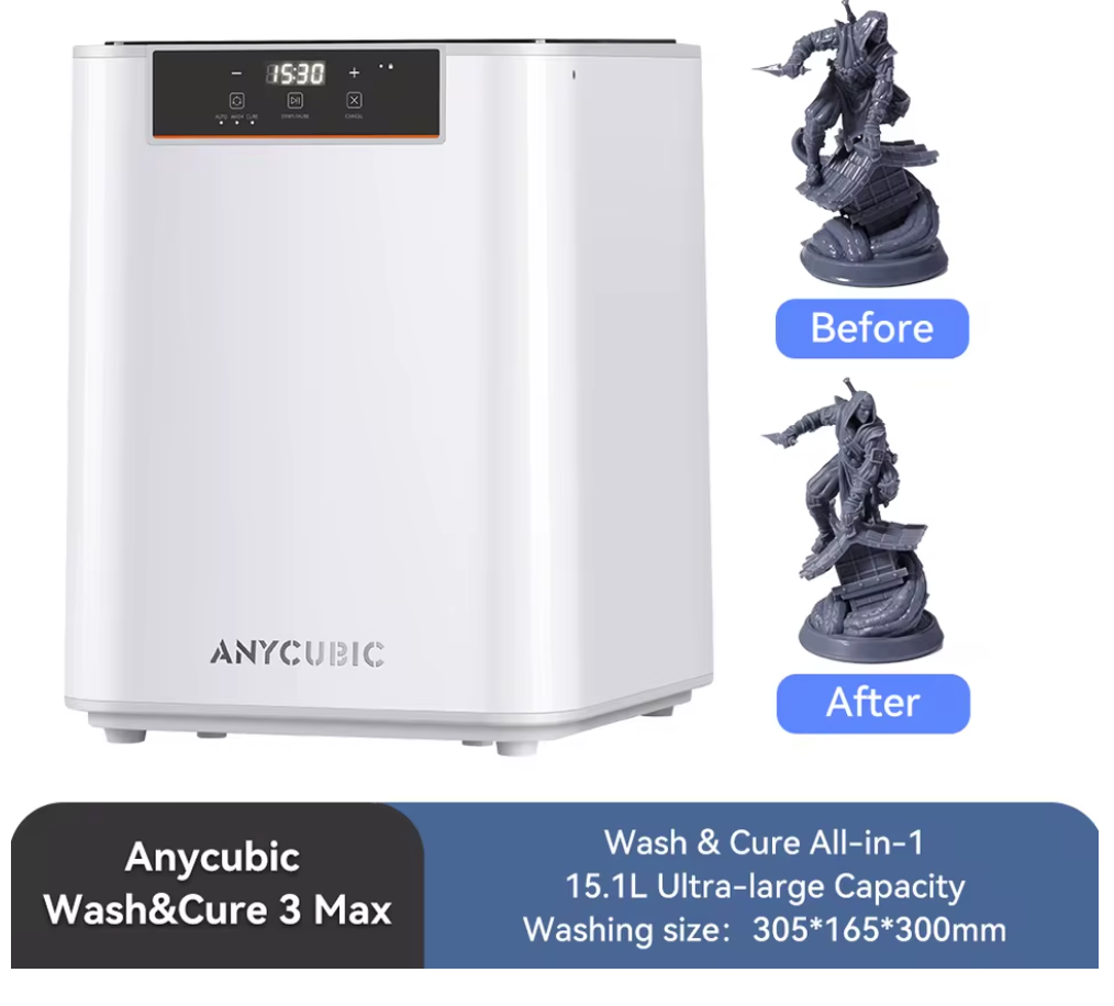 Estação de Lavagem e Cura 2 em 1 ANYCUBIC Wash & Cure (3 / 3 Plus / Max) - Pós-Processamento para Impressão 3D de Resina