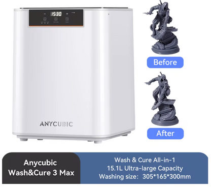 Estação de Lavagem e Cura 2 em 1 ANYCUBIC Wash & Cure (3 / 3 Plus / Max) - Pós-Processamento para Impressão 3D de Resina